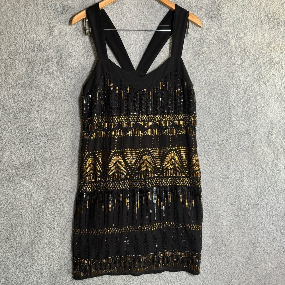 Forever 21 Black and Gold Sequin Mini Dress